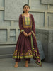 Maroon Floral Printed Synthetic Salwar Suit - Diadem
