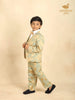 Pista Green Jacquard 3-Piece Coat Suit with Bow - Diadem