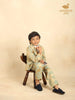 Pista Green Jacquard 3-Piece Coat Suit with Bow - Diadem