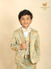 Pista Green Jacquard 3-Piece Coat Suit with Bow - Diadem