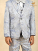 Slate Blue Jacquard 3-Piece Coat Suit with Bow - Diadem