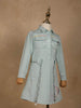 Light Green Jeans Frock with Fancy Designs - Diadem