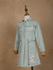 Light Green Jeans Frock with Fancy Designs - Diadem