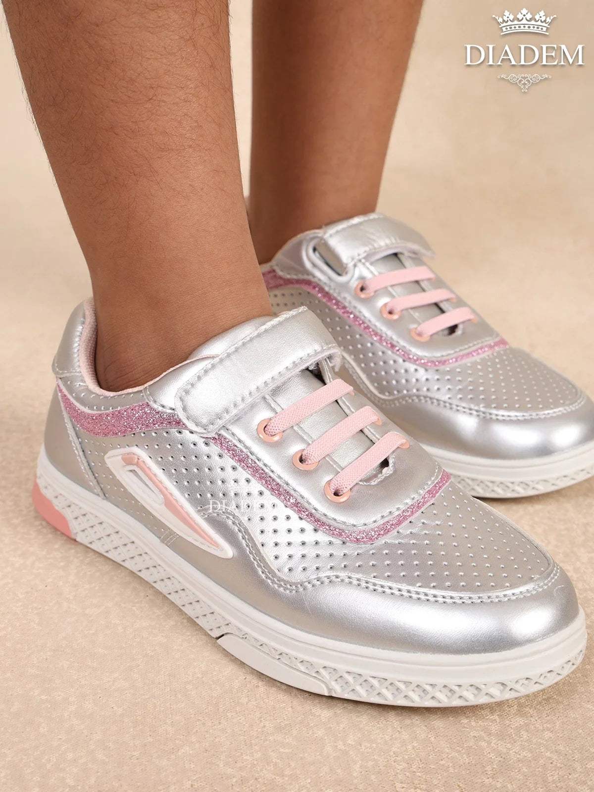 Fancy Silver Sneakers for Girls Diadem - Main Image