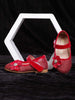 Red Pink Glitter Ballerinas with Attached 3D Flowers for Girls - Diadem