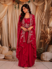 Queen pink Floral Sequins and Zari Embroidered Design Satin Skirt Top With Over Coat