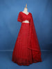 Red Sequins Embroidered Net Lehenga for Bridesmaids