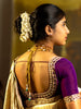 Gold Sequence And Floral Embroidery Bridal Banarasi Silk Saree
