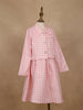White and Pink Checkered Cotton Blend Skirt and Top Set