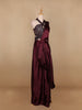 Dark Red Embroidery Satin Ready To Wear Saree with Designer Blouse - Diadem