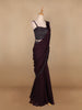 Dark Red Embroidery Crepe Ready To Wear Saree with Designer Blouse - Diadem