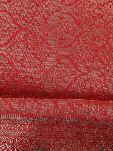 Ivory Floral Woven Banarasi Silk Saree - Diadem