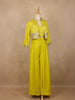 Mustard Yellow Floral Sequins Embroidery Palazzo Suit - Diadem