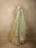 Light Green Floral Mirror Work Banarasi Silk Lehenga Set