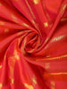Coral Red Checked Zari Woven Kanchipuram Silk Saree
