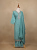 Light Blue Sequins Floral Design Cotton Salwar Suit - Diadem