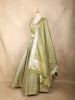 Sage Green Mirror Work Banarasi Silk Lehenga Set with Dupatta
