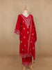 Red Floral Designed Velvet Co Ord Salwar Suit - Diadem
