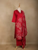 Red Floral Designed Cotton Salwar Suit - Diadem