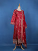 Cherry Red Sequins Embellished Banarasi Salwar Suit - Diadem