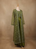 Olive Green Floral Design Net Palazzo Suit - Diadem