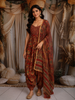 Dusty Maroon Floral Printed Design Cotton Palazzo Suit with Dupatta