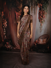 Mauve Purple Floral Vine Woven Design Pure Tussar Saree with Geometric Border