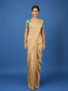 Beige Peacock And Stripes Woven Pure Kanchipuram Silk Saree