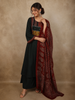 Bottle Green Ajrakh Printed Design Cotton Palazzo Suit with Dupatta