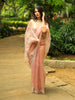 Peach Floral Embroidered Organza Designer Saree