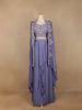Blue Floral Embroidered Crepe Bridesmaids Lehenga - Diadem