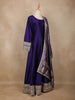 Purple Panel Semi Silk Anarkali Full Sleeve Gown - Diadem