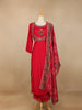 Pink Ajrakh Designs Cotton Rayon Straight Cut Salwar Suit - Diadem