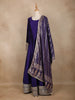 Purple Panel Semi Silk Anarkali Full Sleeve Gown - Diadem