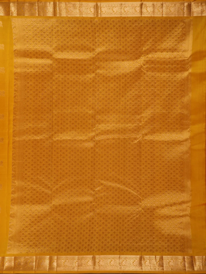 Yellow buttas Motif Pure Kanchipuram Silk Saree - Diadem