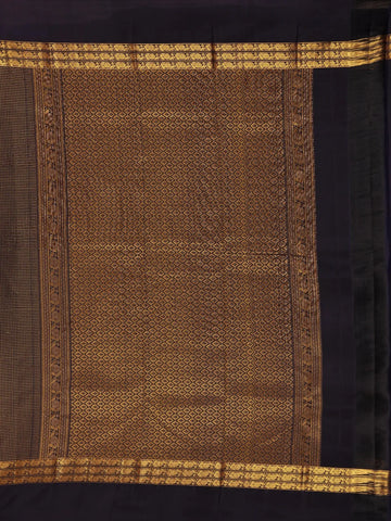 Navy Blue Checkered Woven Pure Kanchipuram Silk Saree - Diadem