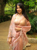 Peach Floral Embroidered Organza Designer Saree
