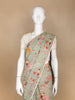 Green Floral Designed Georgette Fancy Saree