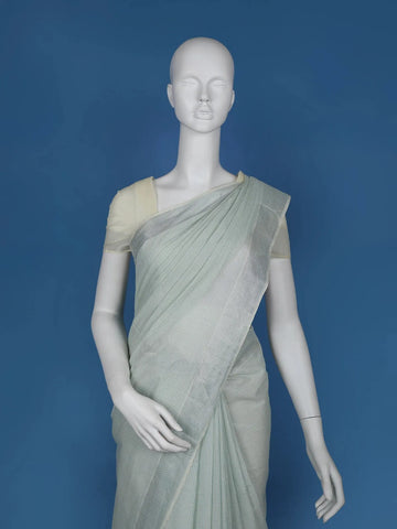 Grey Stripes Designed Cotton Saree - Diadem