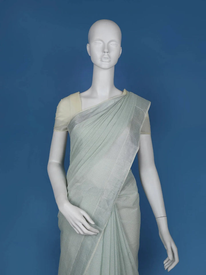 Grey Stripes Designed Cotton Saree - Diadem