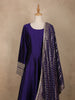 Purple Panel Semi Silk Anarkali Full Sleeve Gown - Diadem
