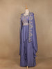 Blue Floral Embroidered Crepe Bridesmaids Lehenga - Diadem