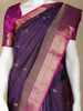 Violet Floral Motifs Pure Kanchipuram Silk Saree - Diadem