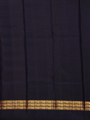 Navy Blue Checkered Woven Pure Kanchipuram Silk Saree - Diadem