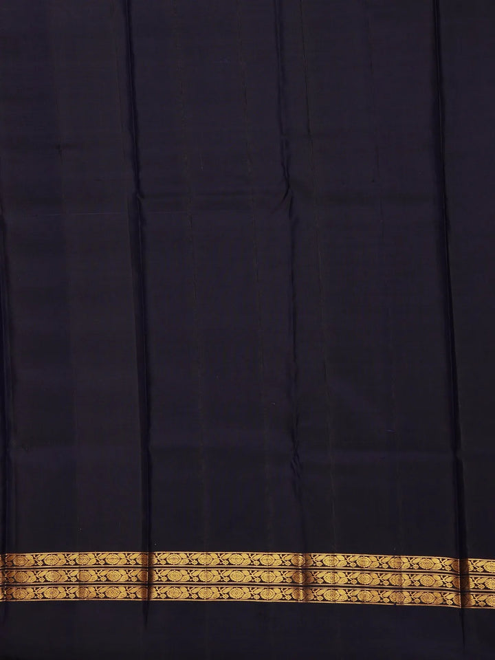 Navy Blue Checkered Woven Pure Kanchipuram Silk Saree - Diadem