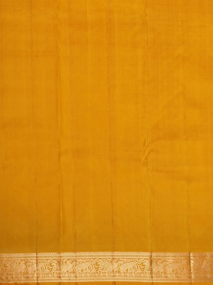 Yellow buttas Motif Pure Kanchipuram Silk Saree - Diadem
