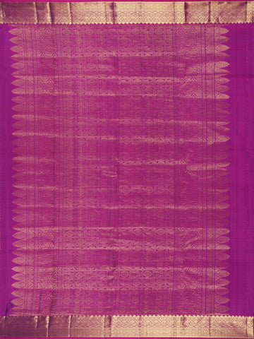 Violet Floral Motifs Pure Kanchipuram Silk Saree - Diadem
