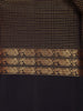 Navy Blue Checkered Woven Pure Kanchipuram Silk Saree - Diadem
