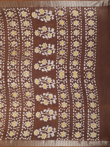 Brown Abstract Designed Cotton Fancy Saree - Diadem