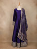 Purple Panel Semi Silk Anarkali Full Sleeve Gown - Diadem